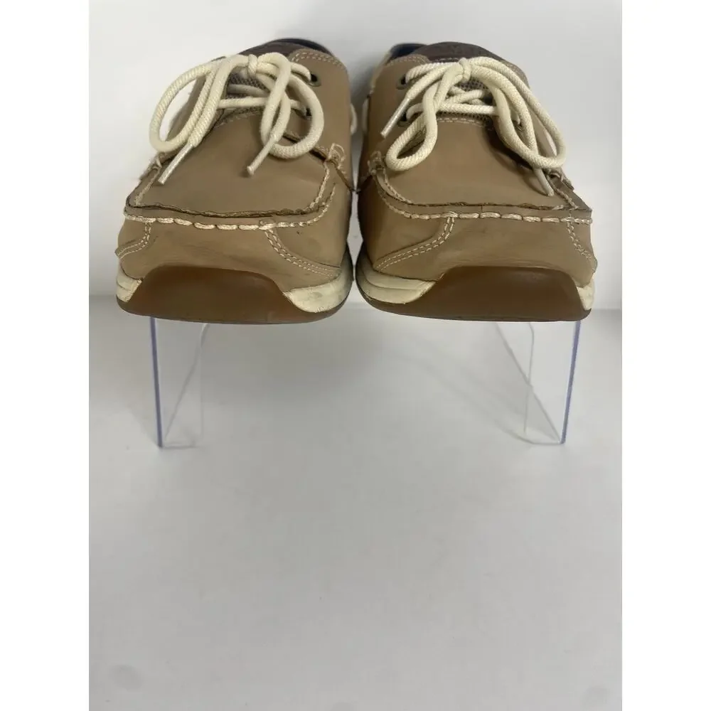 Timberland Beige 2 Eyed Deck/Boat Shoes Size 10 Men's Leather w/Mesh Accents